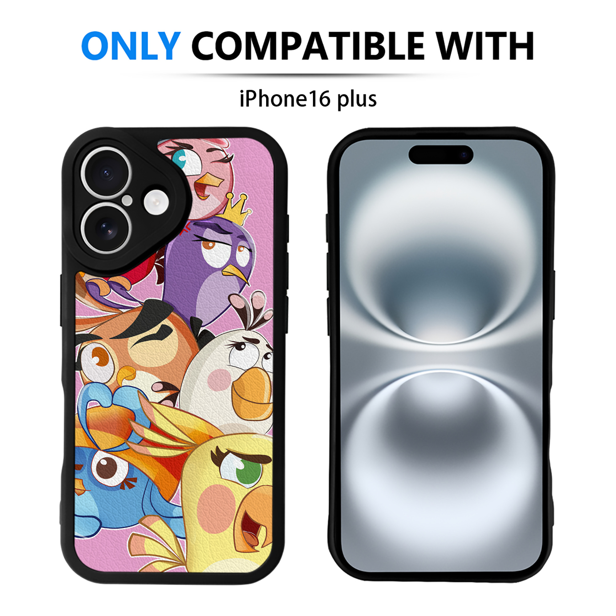（画像用） Angry Birds アングリーバード 【iPhone 16シリーズ対応】シリコンスマホケース（レザー調） 材質：シリコン